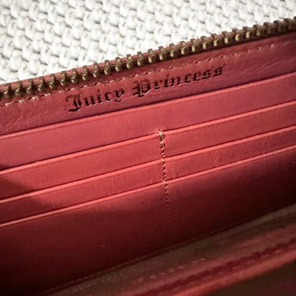 Juicy Couture Pink Velour Princess Embroidered Logo Crown Zip Continental Wallet - Picture 6 of 7